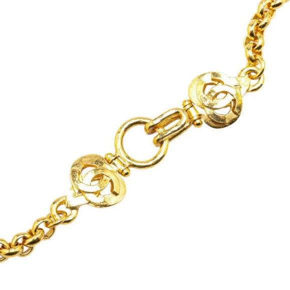 CHANEL CC Logos Rhombus Pendant Necklace 22" Gold Tone 97P Auth - Picture 4 of 4